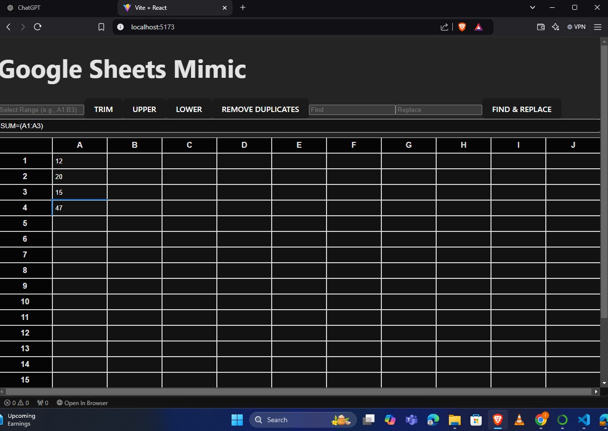 Web Application Mimicking Google Sheets